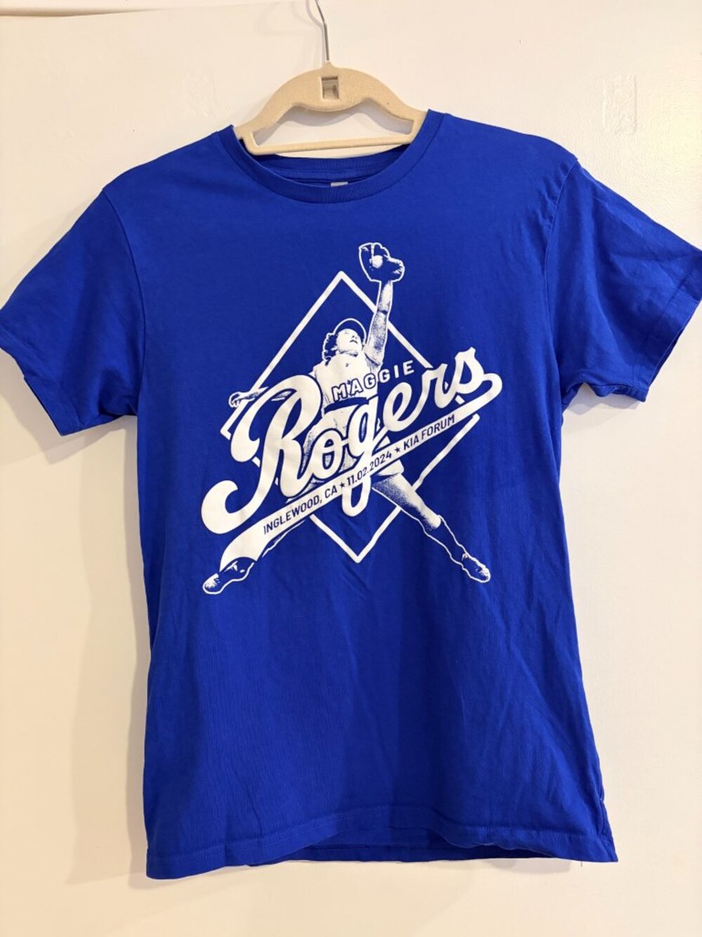 Maggie Rogers Kia Forum 2024 Blue Baseball Graphic Concert T-Shirt Small